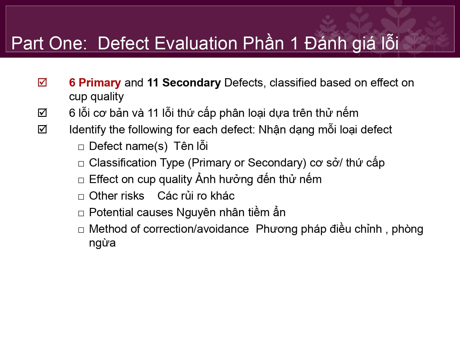 Đánh giá lỗi cà phê nhân xanh